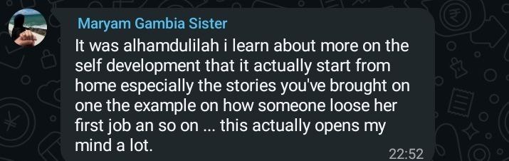 Student testimonial — self development starts from home